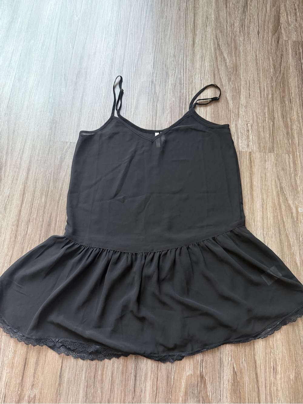 Frenchi Black Spaghetti Strap Peplum Cami
